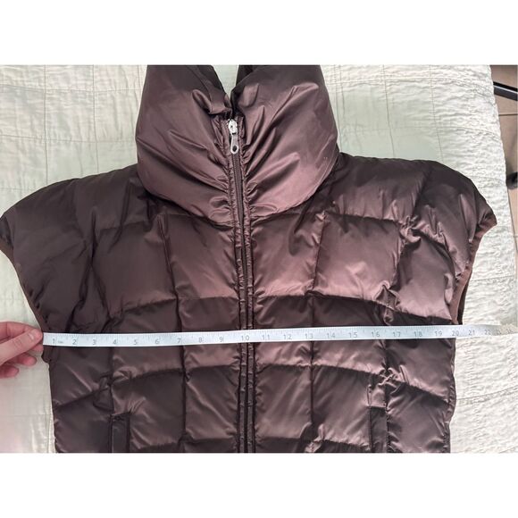 Vtg Womens NILS Goose Down Ski Vest Brown Glam Fur Trim Warm Puffer Jacket Sz 8 - Picture 4 of 9